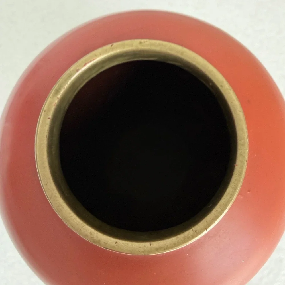 Cinnabar Vase Home Decor Small Red Mother of Pearl Inlay Birds *See Photos